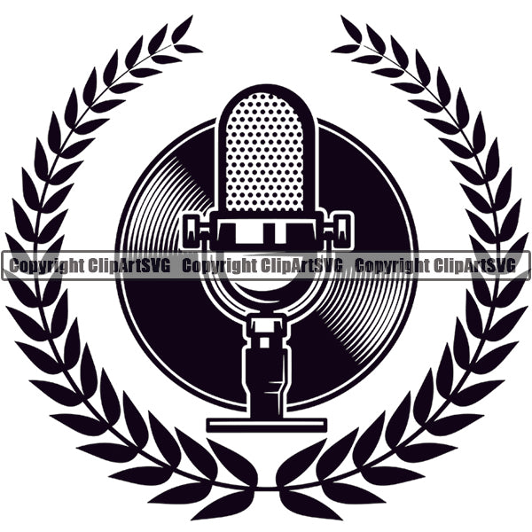 Microphone Mic Audio Music Record Broadcast Podcast Webinar Equipment Logo ClipArt SVG