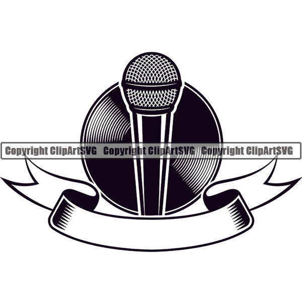 Microphone Mic Audio Music Record Broadcast Podcast Webinar Equipment Logo ClipArt SVG