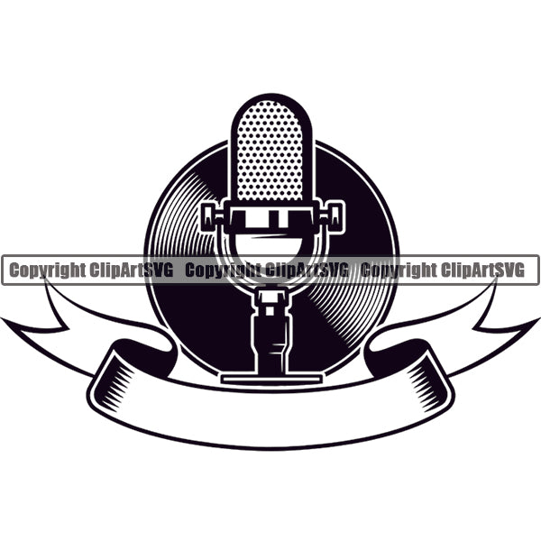 Microphone Mic Audio Music Record Broadcast Podcast Webinar Equipment Logo ClipArt SVG