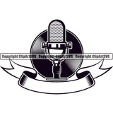 Microphone Mic Audio Music Record Broadcast Podcast Webinar Equipment Logo ClipArt SVG