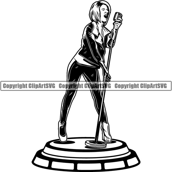 Sing Singing Singer Entertainment Party Music Night Club Nightclub ClipArt SVG