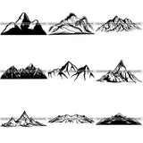 9 Mountain Range Nature Scene Winter Alps Hill Scenery Logo Design Elements BUNDLE ClipArt SVG