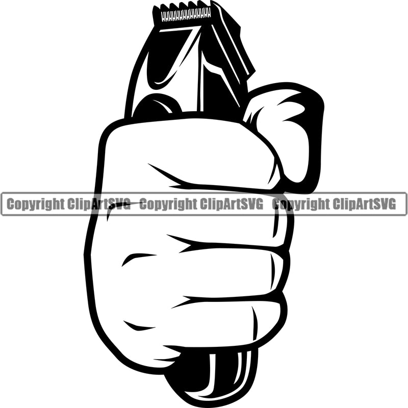 Barber Barbershop Hairstylist Hang Holding Hair Clippers Haircut ClipArt SVG