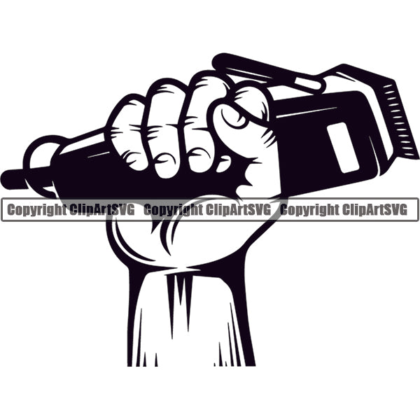 Barber Barbershop Hairstylist Hang Holding Hair Clippers Haircut ClipArt SVG