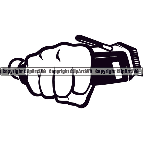 Barber Barbershop Hairstylist Hang Holding Hair Clippers Haircut ClipArt SVG