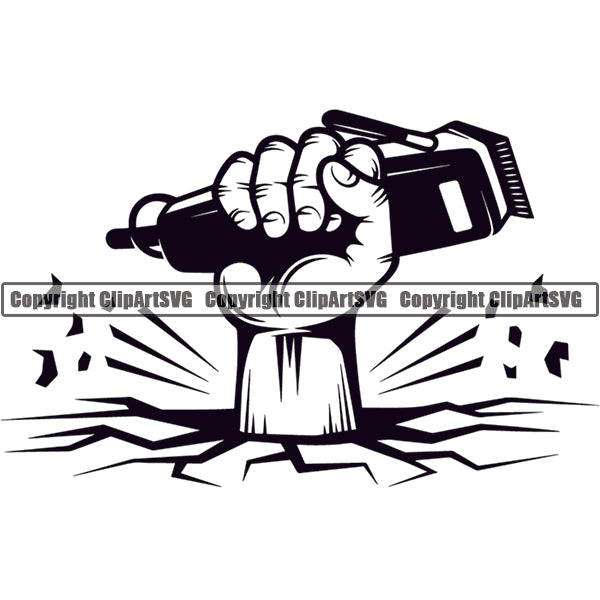 Barber Barbershop Hairstylist Hang Holding Hair Clippers Haircut Logo ClipArt SVG