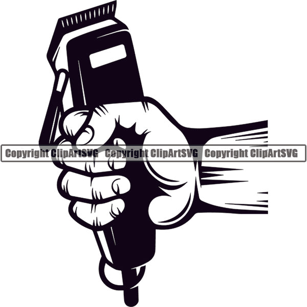 Barber Barbershop Hairstylist Hang Holding Hair Clippers Haircut ClipArt SVG