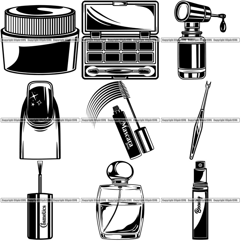 9 Cosmetology Nail Technician Beauty Fashion Salon Fingernail Design BUNDLE ClipArt SVG
