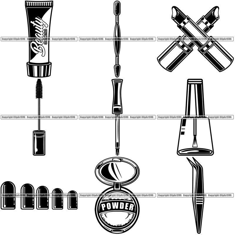 9 Cosmetology Nail Technician Beauty Fashion Salon Fingernail Design BUNDLE ClipArt SVG