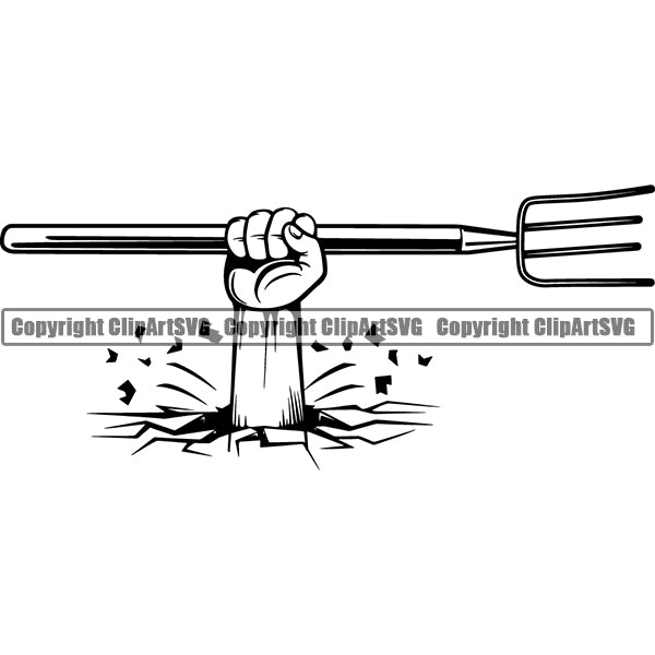 Farming Farmer Farm Organic Pitch Fork ClipArt SVG