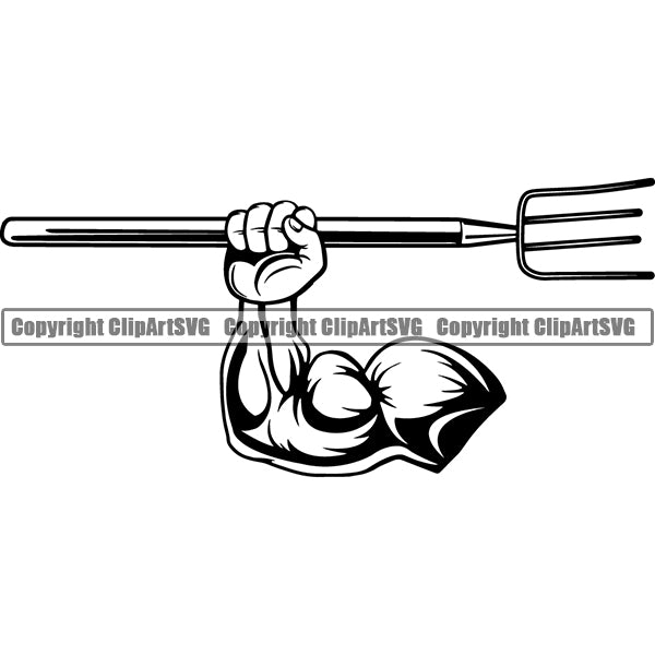 Farming Farmer Farm Organic Pitch Fork ClipArt SVG
