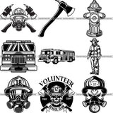 9 Firefighter Top Selling Designs Firefighting Fireman Rescue BUNDLE ClipArt SVG