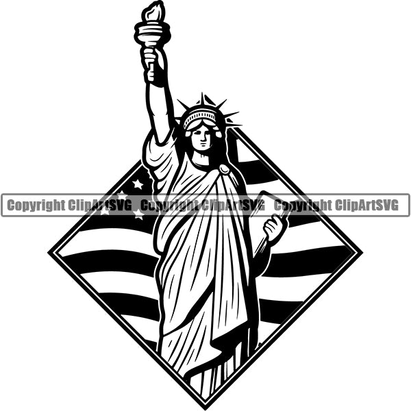 Holiday 4th Of July Statue Of Liberty Government Flag ClipArt SVG