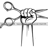 Barber Barbershop Hairstylist Hang Holding Hair Scissors Haircut ClipArt SVG