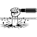 Barber Barbershop Hairstylist Hand Holding Hair Brush Haircut ClipArt SVG