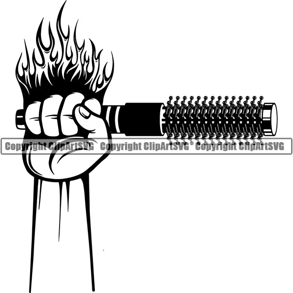 Barber Barbershop Hairstylist Hand Holding Hair Brush Haircut ClipArt SVG