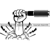 Barber Barbershop Hairstylist Hand Holding Hair Brush Haircut ClipArt SVG
