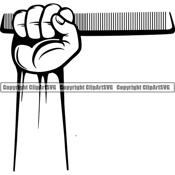 Barber Barbershop Hairstylist Hand Holding Hair Comb Haircut ClipArt SVG