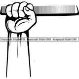 Barber Barbershop Hairstylist Hand Holding Hair Comb Haircut ClipArt SVG