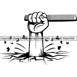 Barber Barbershop Hairstylist Hand Holding Hair Comb Haircut ClipArt SVG