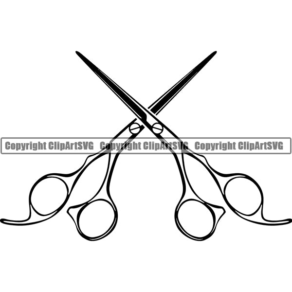 Barber Barbershop Hairstylist Hair Scissors Haircut Logo ClipArt SVG