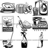 9 Housekeeper Top Selling Designs Maid Cleaning Service BUNDLE ClipArt SVG