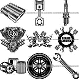 9 Mechanic Top Selling Designs Garage Car Repair Service BUNDLE ClipArt SVG