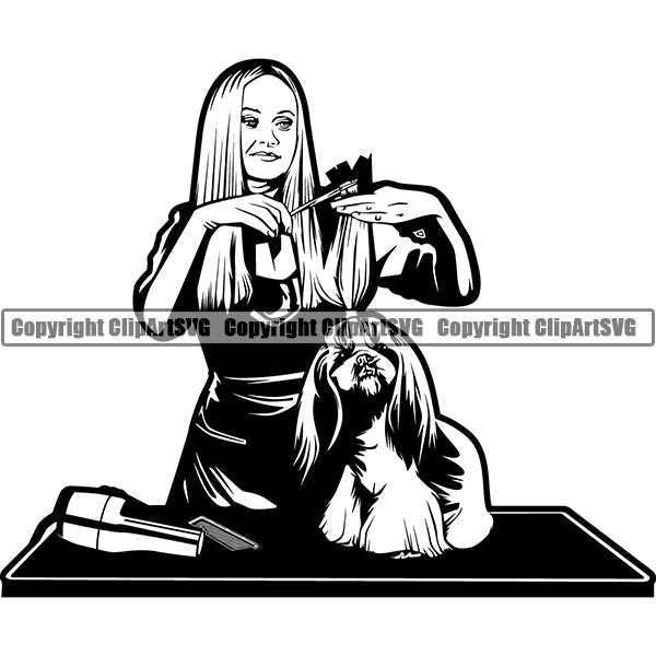 Pet Grooming Groomer Service Dog Cat ClipArt SVG