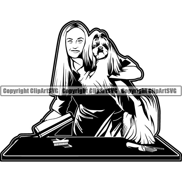 Pet Grooming Groomer Service Dog Cat ClipArt SVG