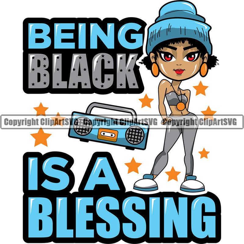 Black Woman Big Eyes Quote African American Afro Nubian Queen ClipArt SVG