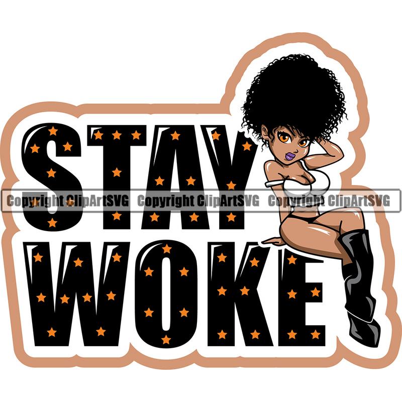 Black Woman Big Eyes Quote African American Afro Nubian Queen ClipArt SVG