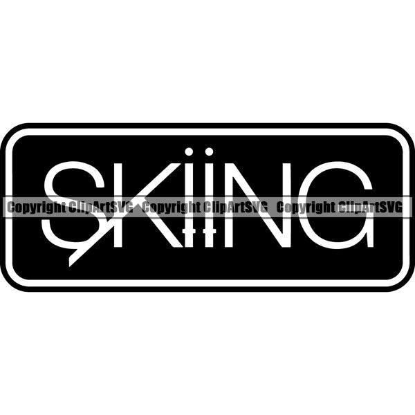 Sports Skiing Ski Snowboarding Snowboard Text ClipArt SVG