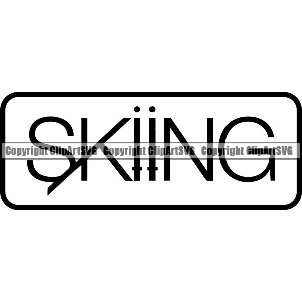Sports Skiing Ski Snowboarding Snowboard Text ClipArt SVG