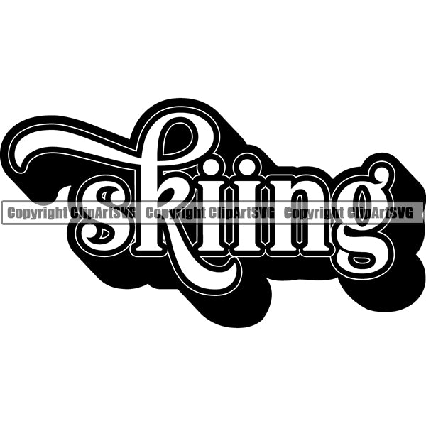 Sports Skiing Ski Snowboarding Snowboard Text ClipArt SVG