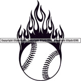 Baseball Ball Fire ClipArt SVG
