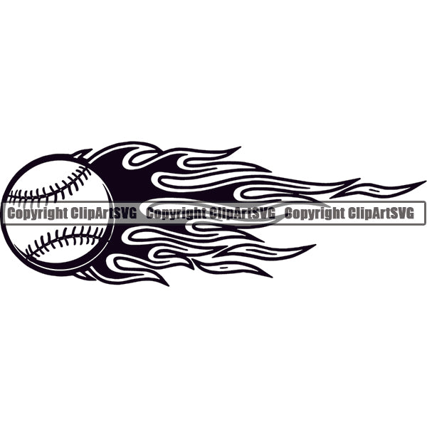 Baseball Ball Fire ClipArt SVG