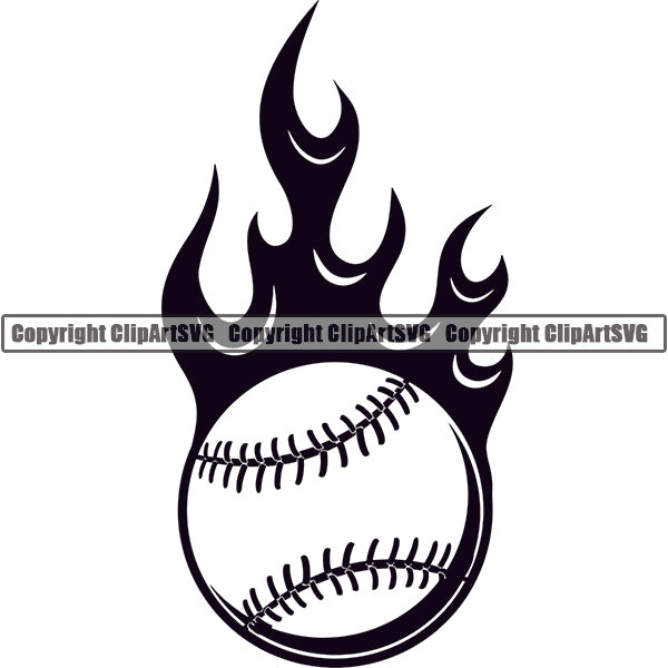 Baseball Ball Fire ClipArt SVG
