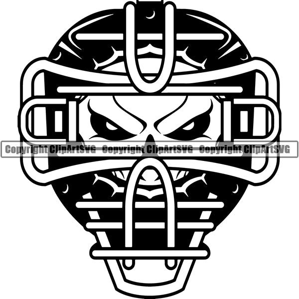 Baseball Skull Catchers Mask ClipArt SVG