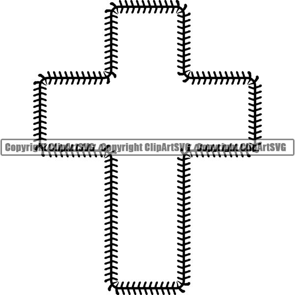 Baseball Stitches Frame Border Design Element ClipArt SVG
