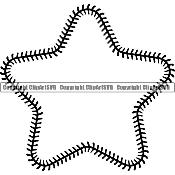 Baseball Stitches Frame Border Design Element ClipArt SVG