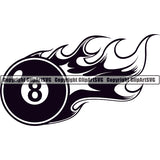 Billiards Pool 8-Ball Fire Flames ClipArt SVG