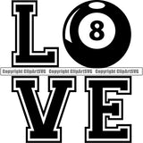 Billiards Pool 8-Ball Love Logo ClipArt SVG