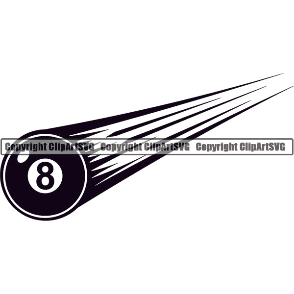 Billiards Pool 8-Ball Motion Speed Lines ClipArt SVG