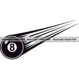 Billiards Pool 8-Ball Motion Speed Lines ClipArt SVG