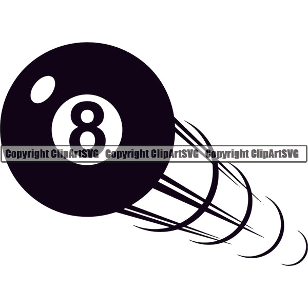 Billiards Pool 8-Ball Motion Speed Lines ClipArt SVG