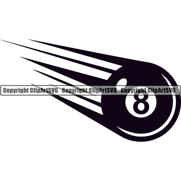 Billiards Pool 8-Ball Motion Speed Lines ClipArt SVG