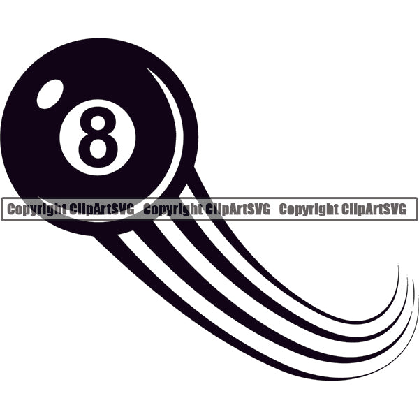 Billiards Pool 8-Ball Motion Speed Lines ClipArt SVG