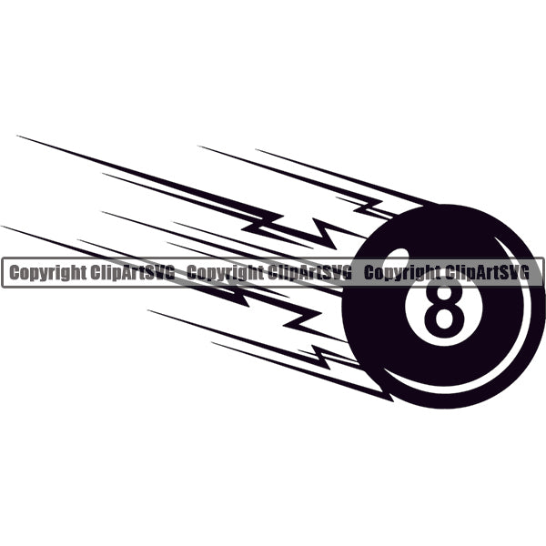 Billiards Pool 8-Ball Motion Speed Lines ClipArt SVG