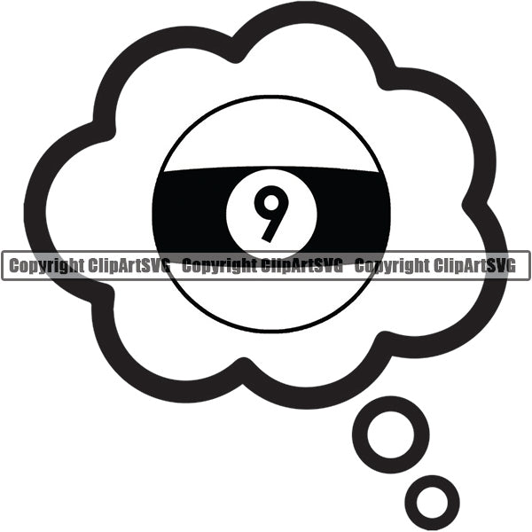 Billiards Pool 9-Ball Logo ClipArt SVG