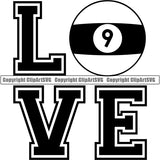 Billiards Pool 9-Ball Love Logo ClipArt SVG